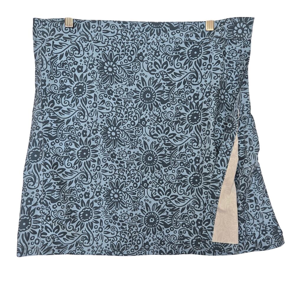 RipSkirt Hawaii Womens Swim Surf Length 2 Tuscan Blue Floral Print Wrap Skirt L